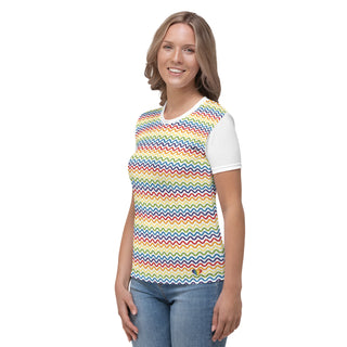 Womens Shirt Rainbow Colorful Casual Short Sleeve Tees Top