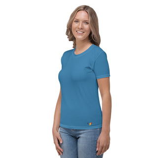 Womens Shirt Blue Casual Short Sleeve Tees Top