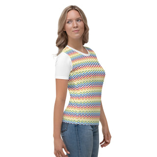 Womens Shirt Rainbow Colorful Casual Short Sleeve Tees Top