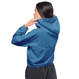 Windbreaker Water Resistant Breathable Hood and Pocket Blue Cropped Jacket Windbreaker