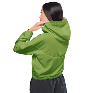 Windbreaker Water Resistant Breathable Hood and Pocket Cropped Green Jacket Windbreaker