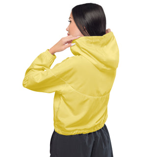 Windbreaker Water Resistant Breathable Hood and Pocket Yellow Cropped Jacket Windbreaker