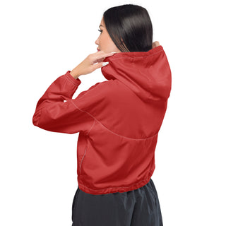 Windbreaker Water Resistant Breathable Hood and Pocket Cropped Red Jacket Windbreaker