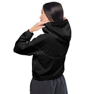 Windbreaker Water Resistant Breathable Hood and Pocket Black Cropped Jacket Windbreaker