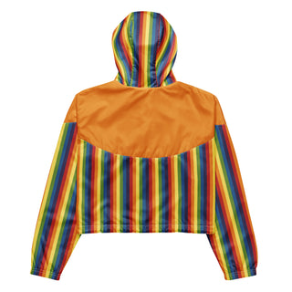 Windbreaker Water Resistant Breathable Hood and Pocket Orange Rainbow Cropped Jacket Windbreaker