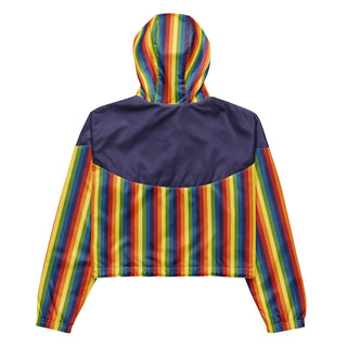 Windbreaker Water Resistant Breathable Hood and Pocket Purple Rainbow Cropped Jacket Windbreaker