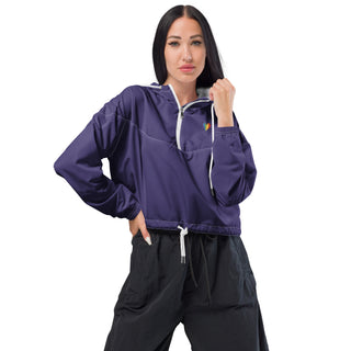 Windbreaker Water Resistant Breathable Hood and Pocket Cropped Purple Jacket Windbreaker