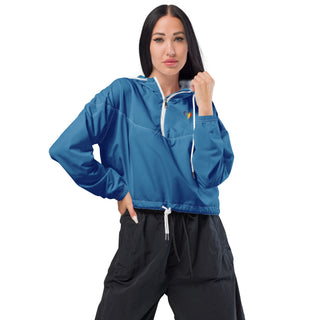 Windbreaker Water Resistant Breathable Hood and Pocket Blue Cropped Jacket Windbreaker