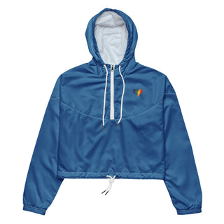 Windbreaker Water Resistant Breathable Hood and Pocket Blue Cropped Jacket Windbreaker