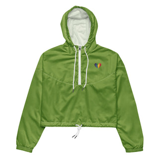 Windbreaker Water Resistant Breathable Hood and Pocket Cropped Green Jacket Windbreaker