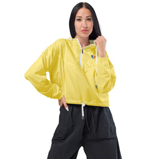 Windbreaker Water Resistant Breathable Hood and Pocket Yellow Cropped Jacket Windbreaker