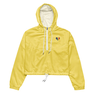 Windbreaker Water Resistant Breathable Hood and Pocket Yellow Cropped Jacket Windbreaker