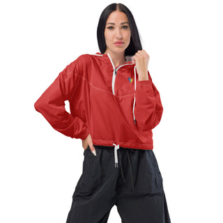 Windbreaker Water Resistant Breathable Hood and Pocket Cropped Red Jacket Windbreaker