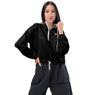 Windbreaker Water Resistant Breathable Hood and Pocket Black Cropped Jacket Windbreaker