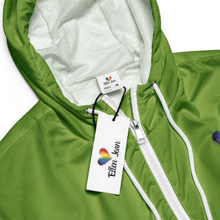 Windbreaker Water Resistant Breathable Hood and Pocket Cropped Green Jacket Windbreaker