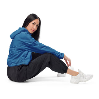 Windbreaker Water Resistant Breathable Hood and Pocket Blue Cropped Jacket Windbreaker