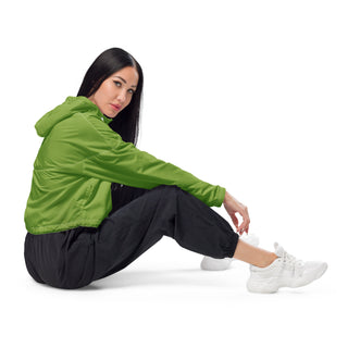 Windbreaker Water Resistant Breathable Hood and Pocket Cropped Green Jacket Windbreaker