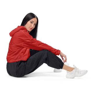 Windbreaker Water Resistant Breathable Hood and Pocket Cropped Red Jacket Windbreaker