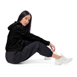 Windbreaker Water Resistant Breathable Hood and Pocket Black Cropped Jacket Windbreaker