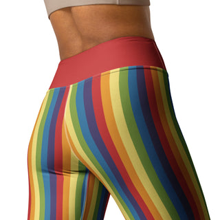 Yoga Leggings Red Rainbow Stripe Athletic Soft and Stretchy Yoga Pants