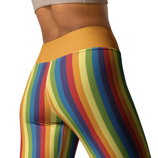 Yoga Leggings Orange Rainbow Stripe Athletic Soft and Stretchy Yoga Pants