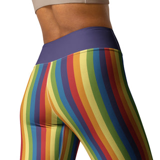 Yoga Leggings Purple Rainbow Stripe Athletic Soft and Stretchy Yoga Pants