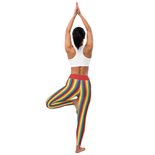 Yoga Leggings Red Rainbow Stripe Athletic Soft and Stretchy Yoga Pants