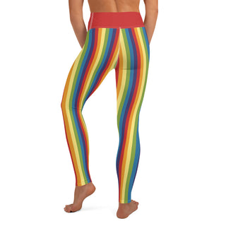 Yoga Leggings Red Rainbow Stripe Athletic Soft and Stretchy Yoga Pants