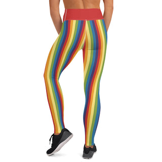 Yoga Leggings Red Rainbow Stripe Athletic Soft and Stretchy Yoga Pants