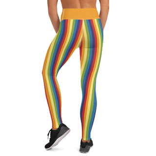 Yoga Leggings Orange Rainbow Stripe Athletic Soft and Stretchy Yoga Pants