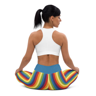 Yoga Leggings Blue Rainbow Stripe Athletic Soft and Stretchy Yoga Pants