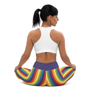 Yoga Leggings Purple Rainbow Stripe Athletic Soft and Stretchy Yoga Pants