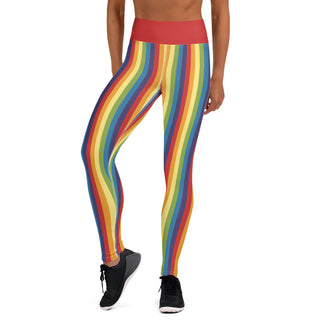 Yoga Leggings Red Rainbow Stripe Athletic Soft and Stretchy Yoga Pants