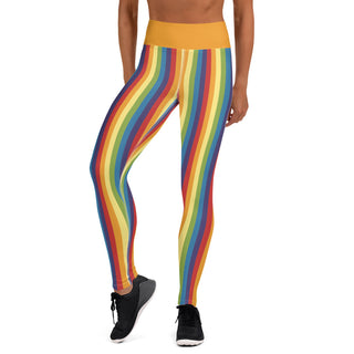 Yoga Leggings Orange Rainbow Stripe Athletic Soft and Stretchy Yoga Pants