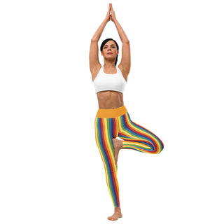 Yoga Leggings Orange Rainbow Stripe Athletic Soft and Stretchy Yoga Pants