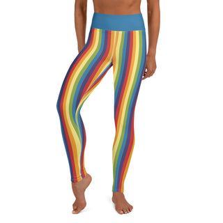 Yoga Leggings Blue Rainbow Stripe Athletic Soft and Stretchy Yoga Pants