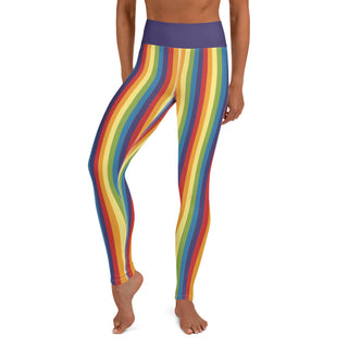 Yoga Leggings Purple Rainbow Stripe Athletic Soft and Stretchy Yoga Pants