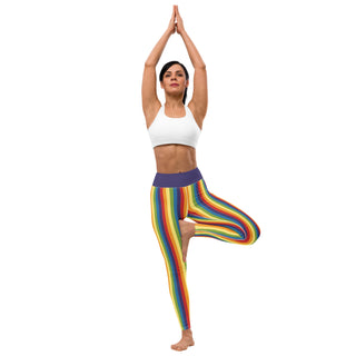 Yoga Leggings Purple Rainbow Stripe Athletic Soft and Stretchy Yoga Pants