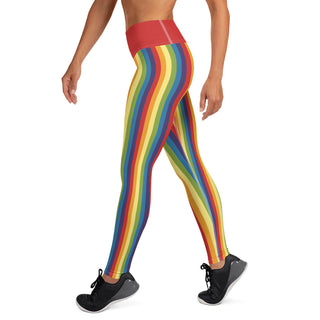 Yoga Leggings Red Rainbow Stripe Athletic Soft and Stretchy Yoga Pants