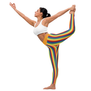 Yoga Leggings Orange Rainbow Stripe Athletic Soft and Stretchy Yoga Pants