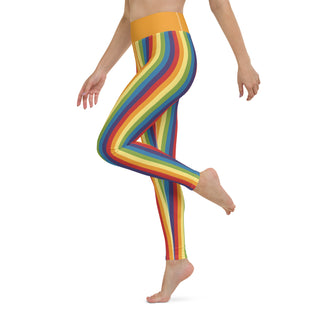 Yoga Leggings Orange Rainbow Stripe Athletic Soft and Stretchy Yoga Pants