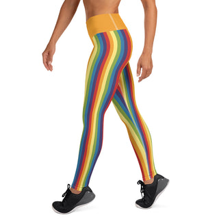 Yoga Leggings Orange Rainbow Stripe Athletic Soft and Stretchy Yoga Pants