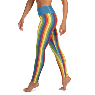 Yoga Leggings Blue Rainbow Stripe Athletic Soft and Stretchy Yoga Pants