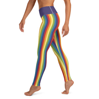 Yoga Leggings Purple Rainbow Stripe Athletic Soft and Stretchy Yoga Pants