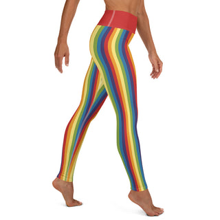 Yoga Leggings Red Rainbow Stripe Athletic Soft and Stretchy Yoga Pants