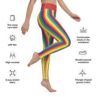 Yoga Leggings Red Rainbow Stripe Athletic Soft and Stretchy Yoga Pants