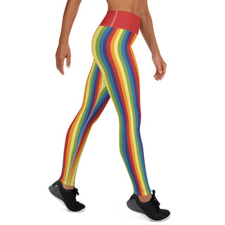 Yoga Leggings Red Rainbow Stripe Athletic Soft and Stretchy Yoga Pants