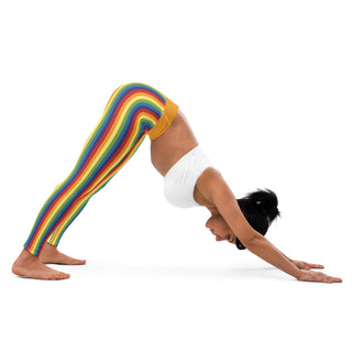 Yoga Leggings Orange Rainbow Stripe Athletic Soft and Stretchy Yoga Pants