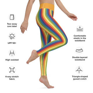 Yoga Leggings Orange Rainbow Stripe Athletic Soft and Stretchy Yoga Pants