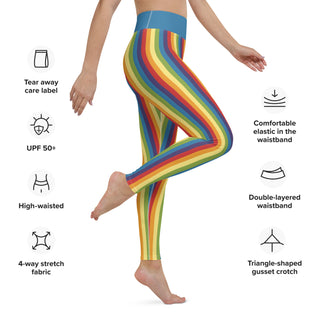 Yoga Leggings Blue Rainbow Stripe Athletic Soft and Stretchy Yoga Pants